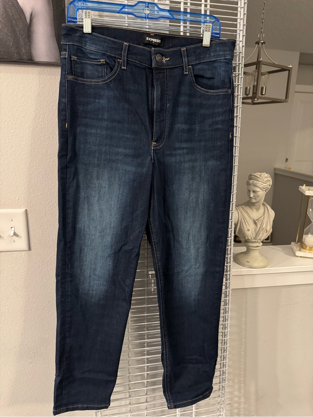 Express womens mom jeans Leg Dark Indigo Jeans high waisted